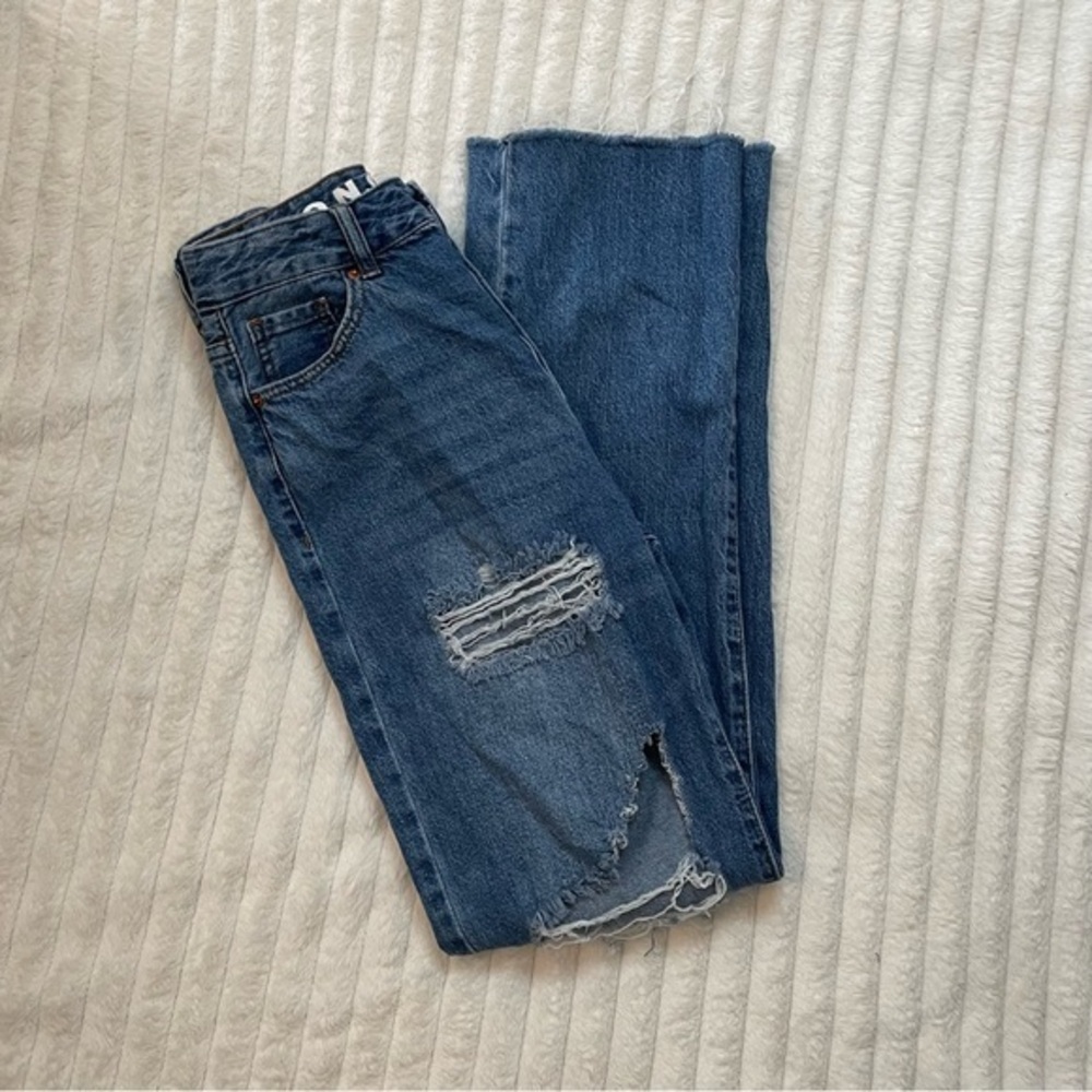 S.O.N.G 90’s Boyfriend Jeans Heavy Distressed Frayed‎ Hem Size 5/27